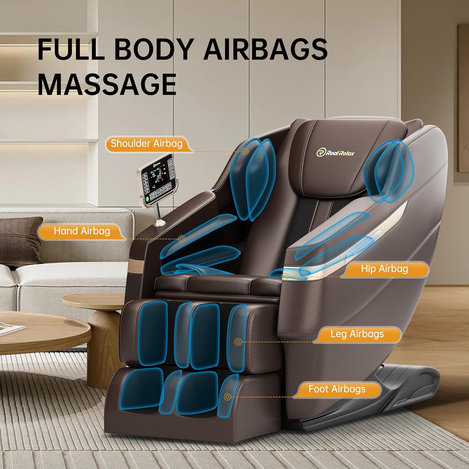 Real Relax Massage Chair Full Body, Shiatsu Zero Gravity Recliner ...