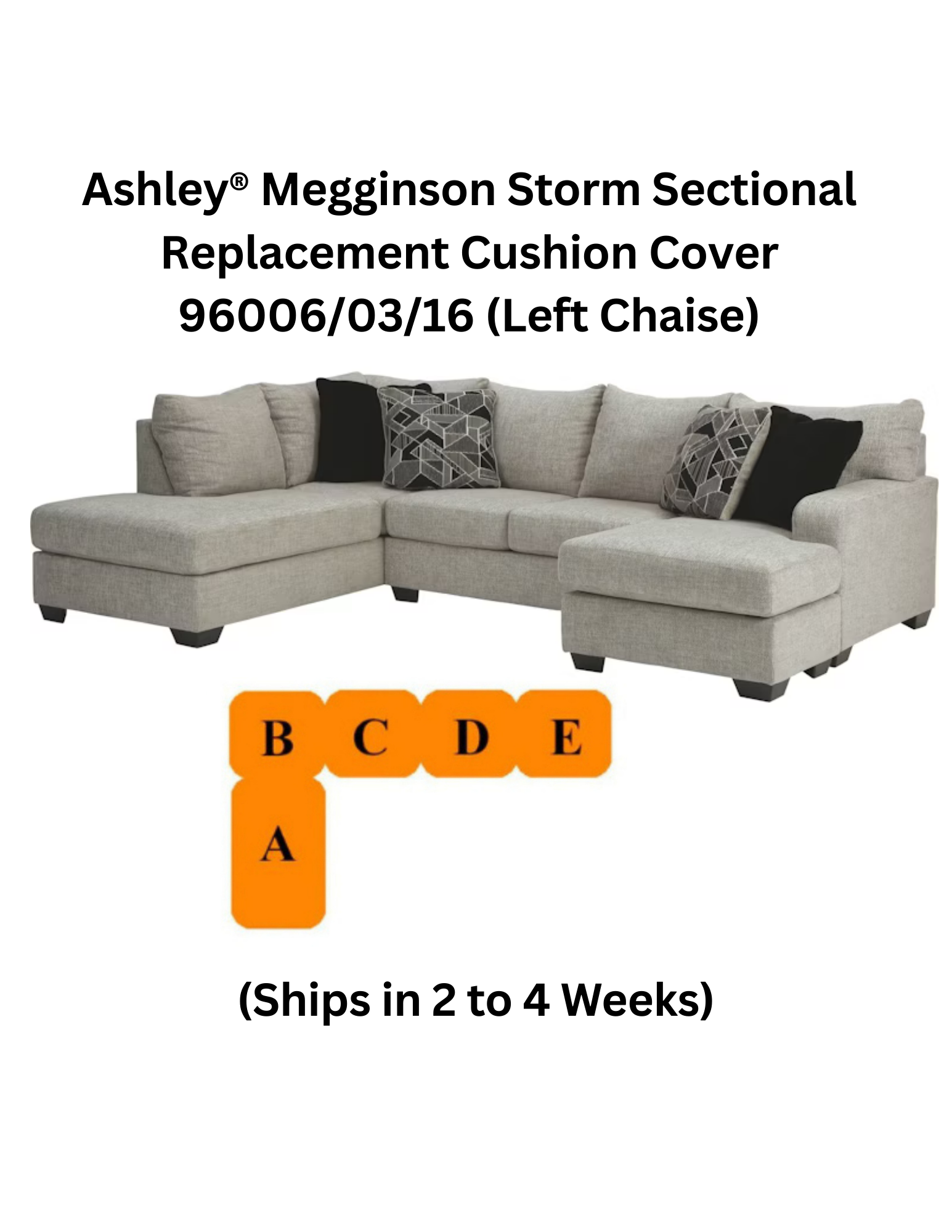 Ashley® Megginson Storm Sectional Replacement Cushion Cover 96006