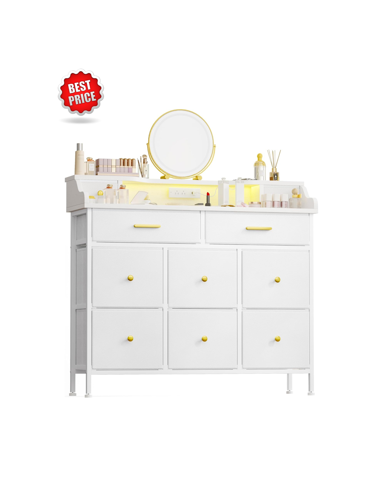 White Vanity 10 Drawer Dresser | Athens Furniture.com