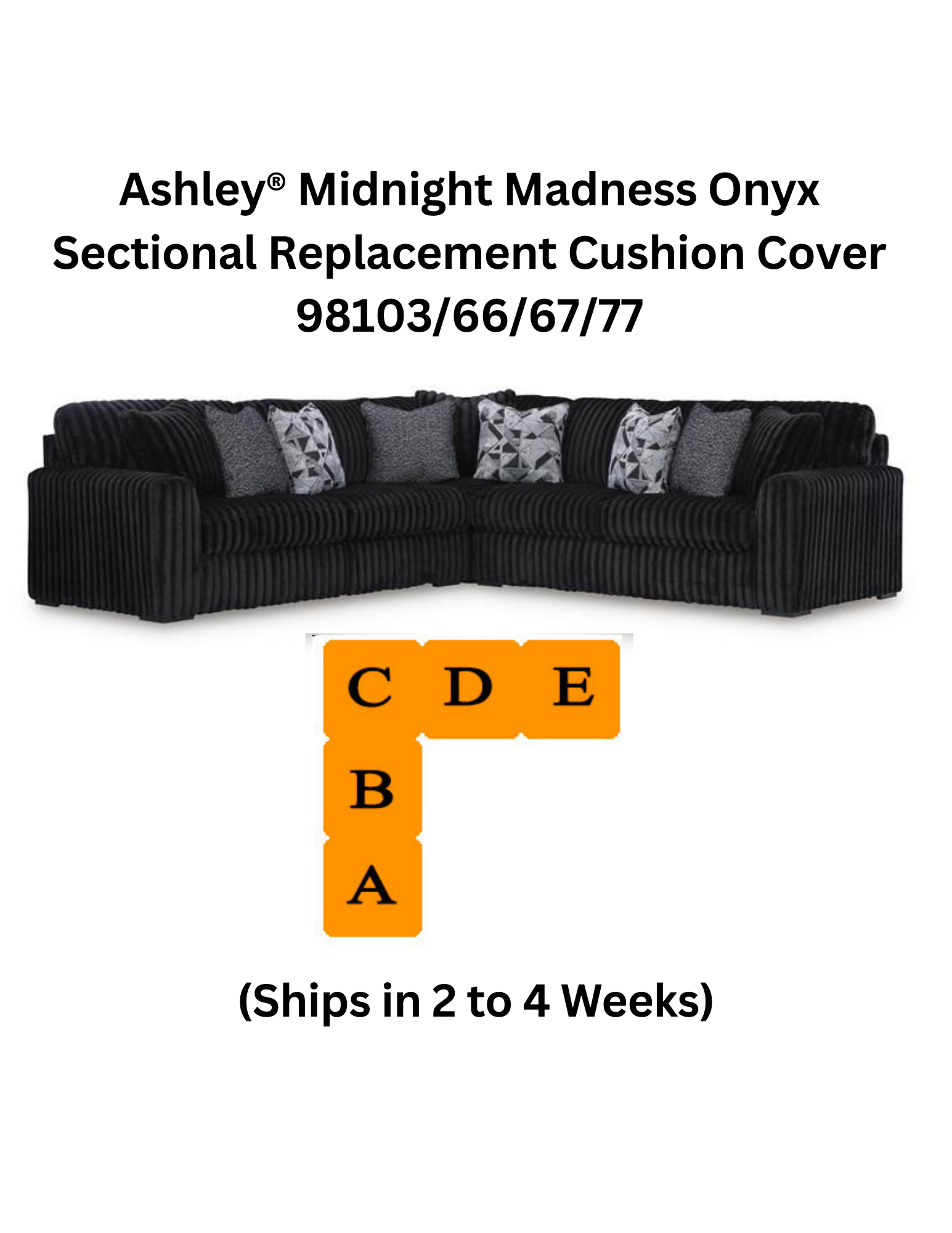 Ashley® Midnight Madness Onyx Sectional Replacement Cushion Cover