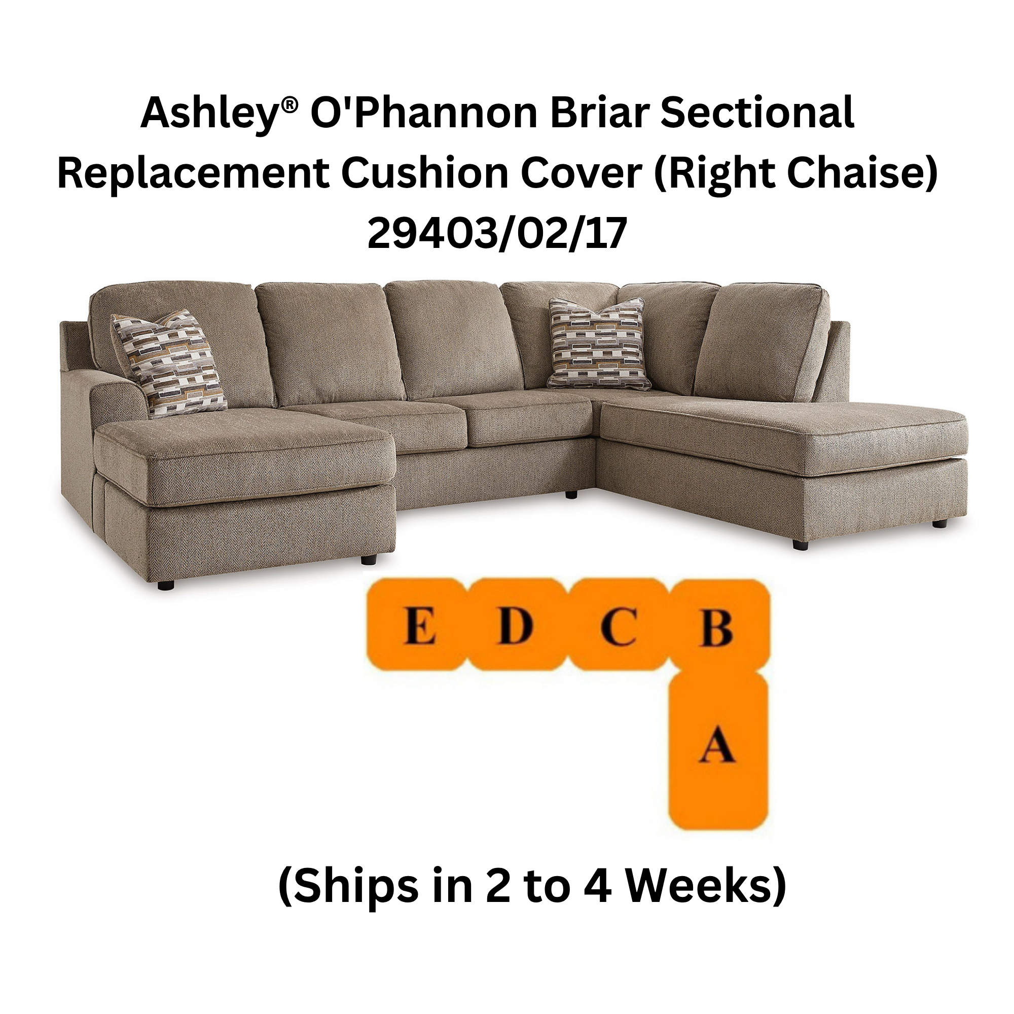Ashley® Brixley Graphite Sectional Replacement Cushion Cover