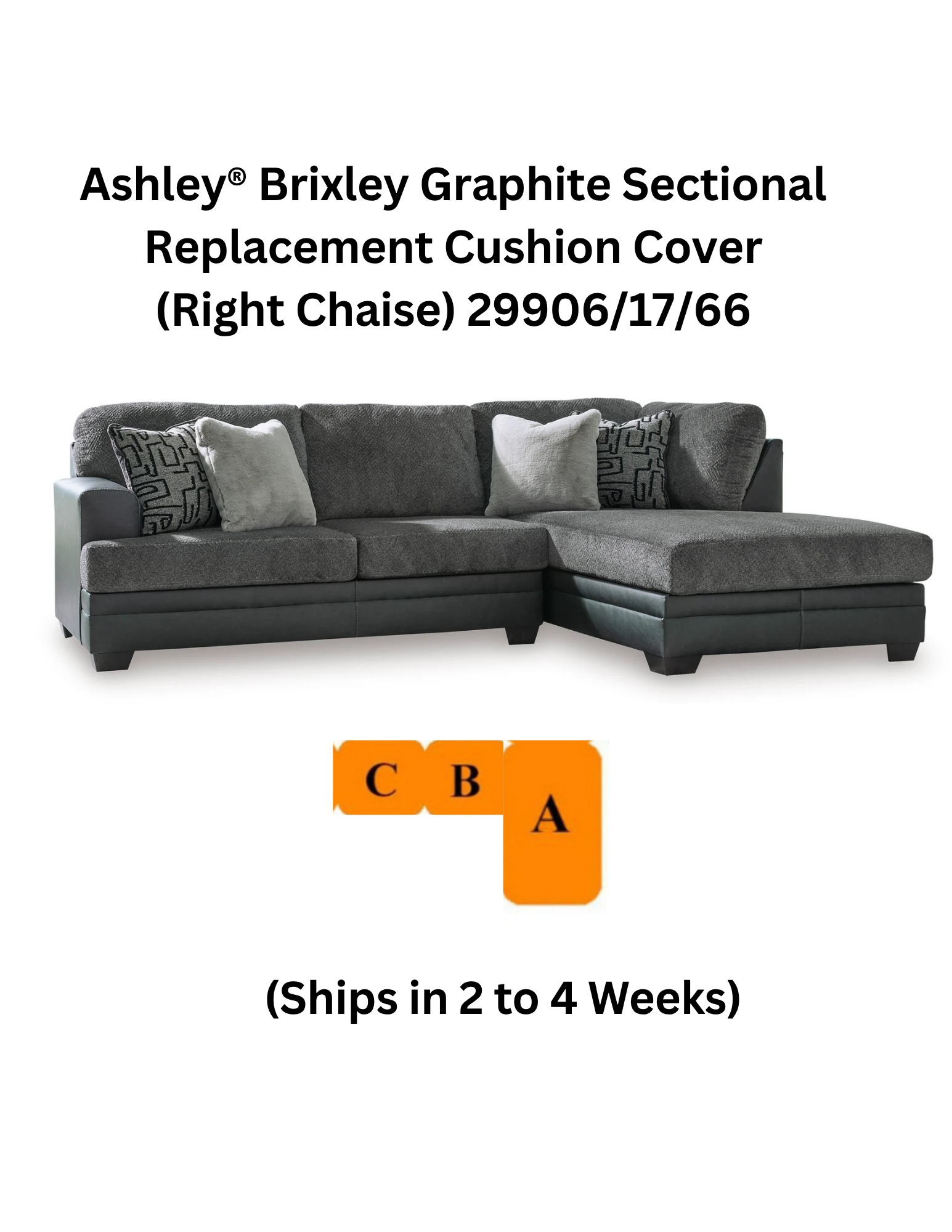 Ashley® Brixley Graphite Sectional Replacement Cushion Cover