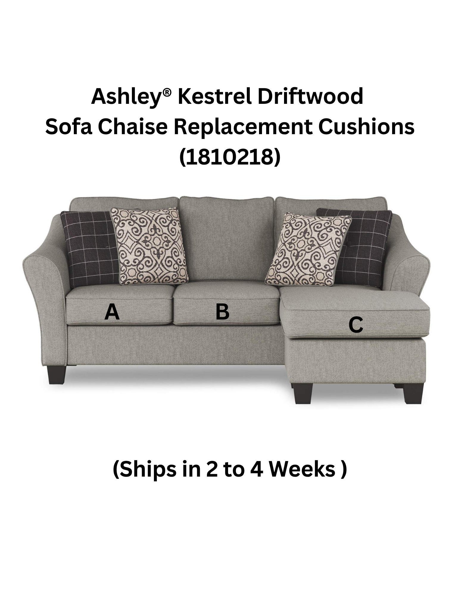 Ashley® Kestrel Driftwood Sofa Chaise Replacement Cushions
