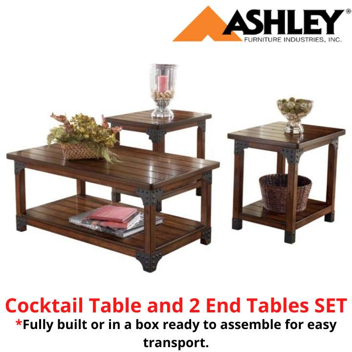 Murphy Table Set of 3 Ruggedly handsome metal brackets and studded accents