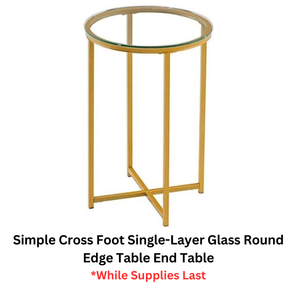 Simple Cross Foot Single-Layer Glass Round Edge Table | Athens ...
